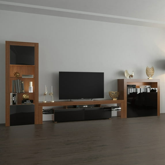Milano Set 200-BK-2D Modern Wall Unit Entertainment Center