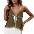 thumbnail image 2 of Ovbmpzd Womens Camisole Tank Tops Halter Tie Front Spaghetti Straps Green Babydoll Camisole Sleeveless Spring Summer Shirt Women Going Out Tops L, 2 of 6
