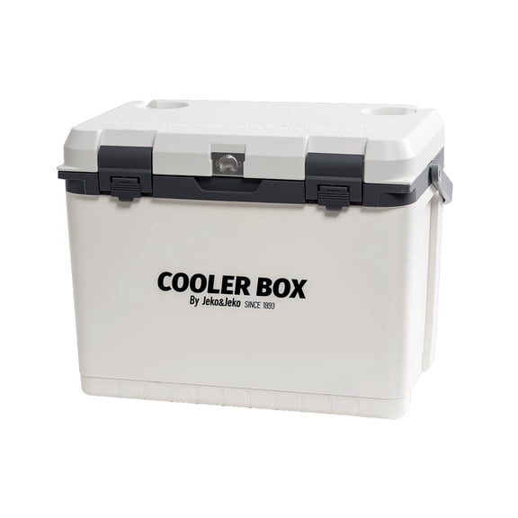 JEKO&JEKO 25QT Portable Hard Cooler with Ice Packs,Cup Holders, Bottle Opener & Drain Valve, Ideal for Camping, Fishing, Picnic, Beach (White)