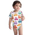 thumbnail image 2 of Yiaed Doodle Cars Print Infant Climbing Short Sleeve Onesie One-Piece Baby Bodysuit Clothes 0-12 Months -, 2 of 6