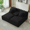 thumbnail image 2 of Compressible Double Chaise Lounge with Cupholders, No Assembly Required, Fluffy Modern Sleeper Loveseat for Indoor Living Room Bedroom Reading (Black), 2 of 10
