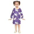 thumbnail image 2 of Girls' long-sleeved dress Unicorn Girls' A-line dress with ribbed cuffs Soft and comfortable, 2 of 6