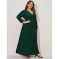 thumbnail image 2 of Women's Plus Size Long Dress Short Sleeve V Neck Empire Waist Beach Party Dresses, 2 of 5