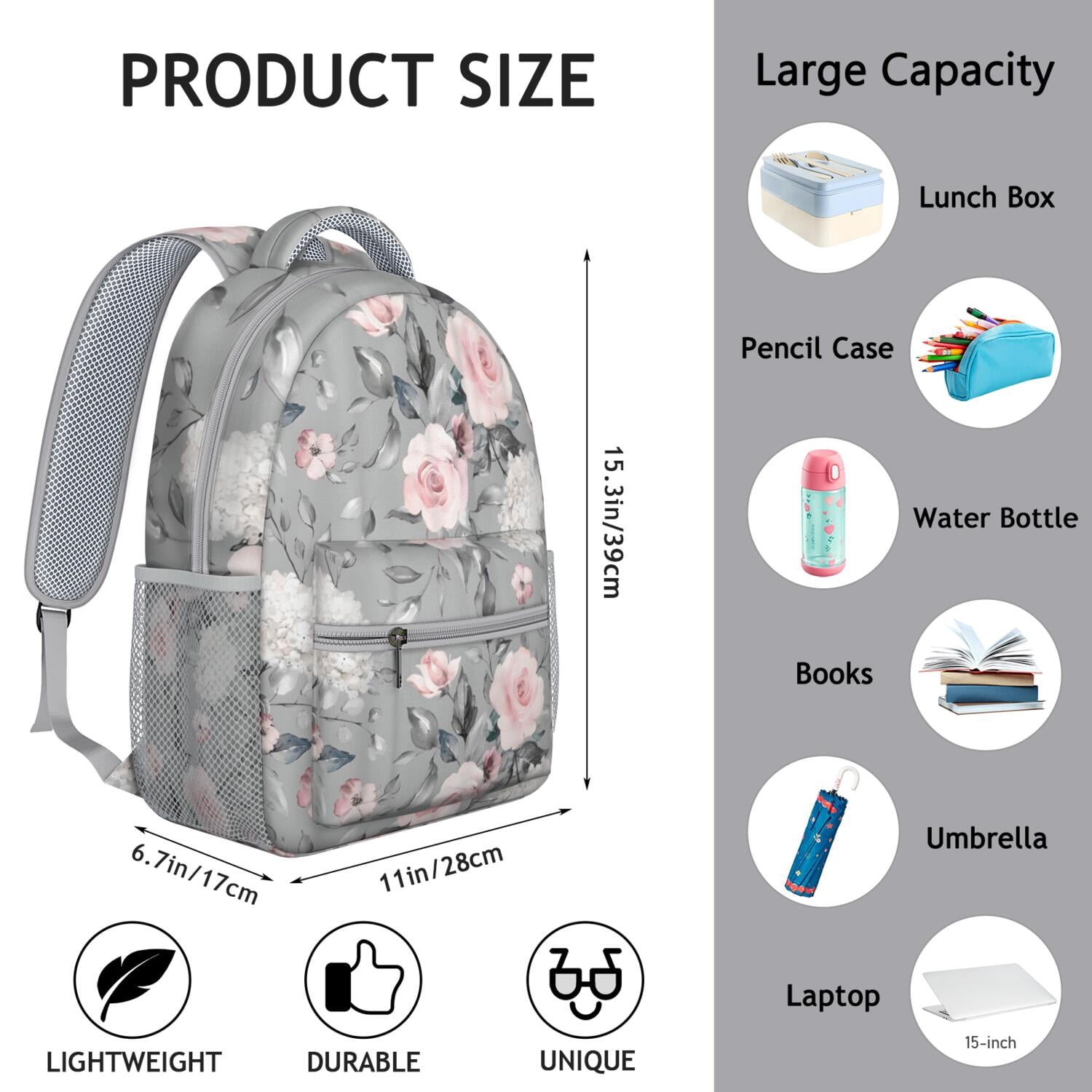 Rustic Farmhouse Floral Print Backpack - Breathable Student Backpack with Spinal Support