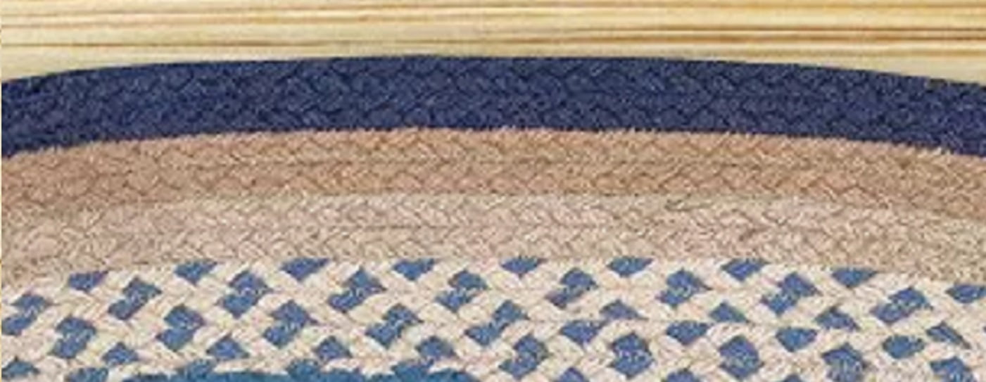 Earth Rugs 20" X 30" Oval 100% Jute Rug--DEEP BLUE SEA