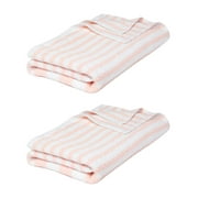 3 Poolside Beach Pool Towels Striped Pink & White 360 GSM 100% Cotton 30" x 70"