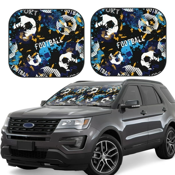 Fotbe Football Juego de 2 Piezas de Parasoles para Parabrisas | Bloqueador Solar para Auto | Accesorios Plegables para Protección Solar Interior-Large