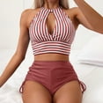 thumbnail image 4 of Taylonsss Clearance Fashion Women's Printed Casual Sexy Tie Sexy Split High Waist Beach Bikinis Swimsuit Sets, 4 of 6
