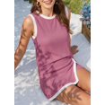 thumbnail image 5 of Wrongduck women's two piece summer dress ribbed knit vest and split underskirt two-piece casual set, 5 of 14