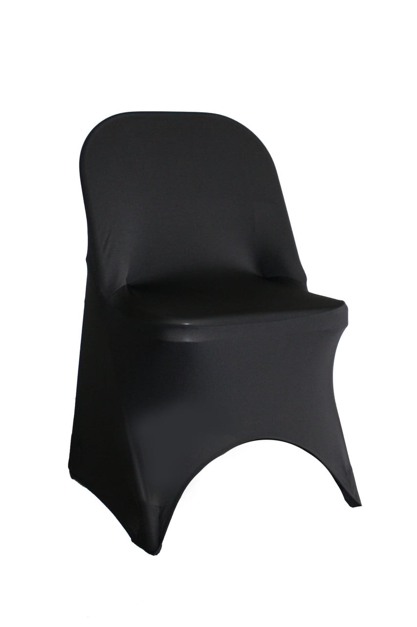 YCC Linens 6 Pack Stretch Spandex Folding Chair Covers Black