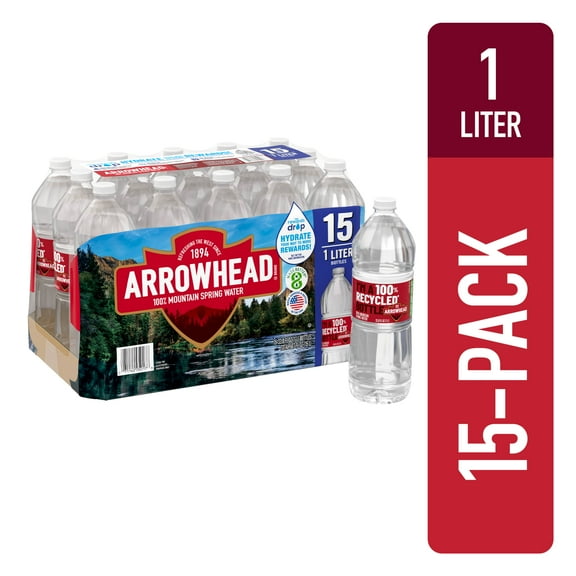 Arrowhead Mountain Spring Water, 1 L, 15-pack Plastic Bottles