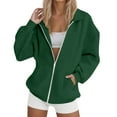 thumbnail image 3 of Eryao Womens Workout Sweatshirt Zip Up Fleece Lined Hoodies with Pockets Lightweight Casual Outdoor Athletic Jackets,Green,XXL, 3 of 6