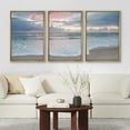 thumbnail image 2 of IDEA4WALL Framed Canvas Print Wall Art Set of 3 Serene Beach Sunset Ocean and Sky Landscape Modern Art Wall Decor Nature Scenery Sea Wave Prints Minimal Artwork For Home Decor - Natural 16"x24"x3, 2 of 5