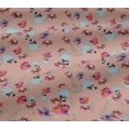 thumbnail image 4 of oneOone Cotton Jersey Peach Fabric Flower & Leaves Watercolor Dress Material Fabric Print Fabric By The Yard 58 Inche Wide, 4 of 4