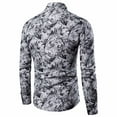 thumbnail image 3 of IROINNID Long Sleeve Shirts for Men Loose Pattern Button Turndown Top Blouse Shirt,White, 3 of 8