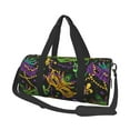 thumbnail image 2 of Xecao Mardi Gras Surface print Round Travel Duffel Bag is a foldable gym bag with an inner pocket, perfect for travel sports, 2 of 8