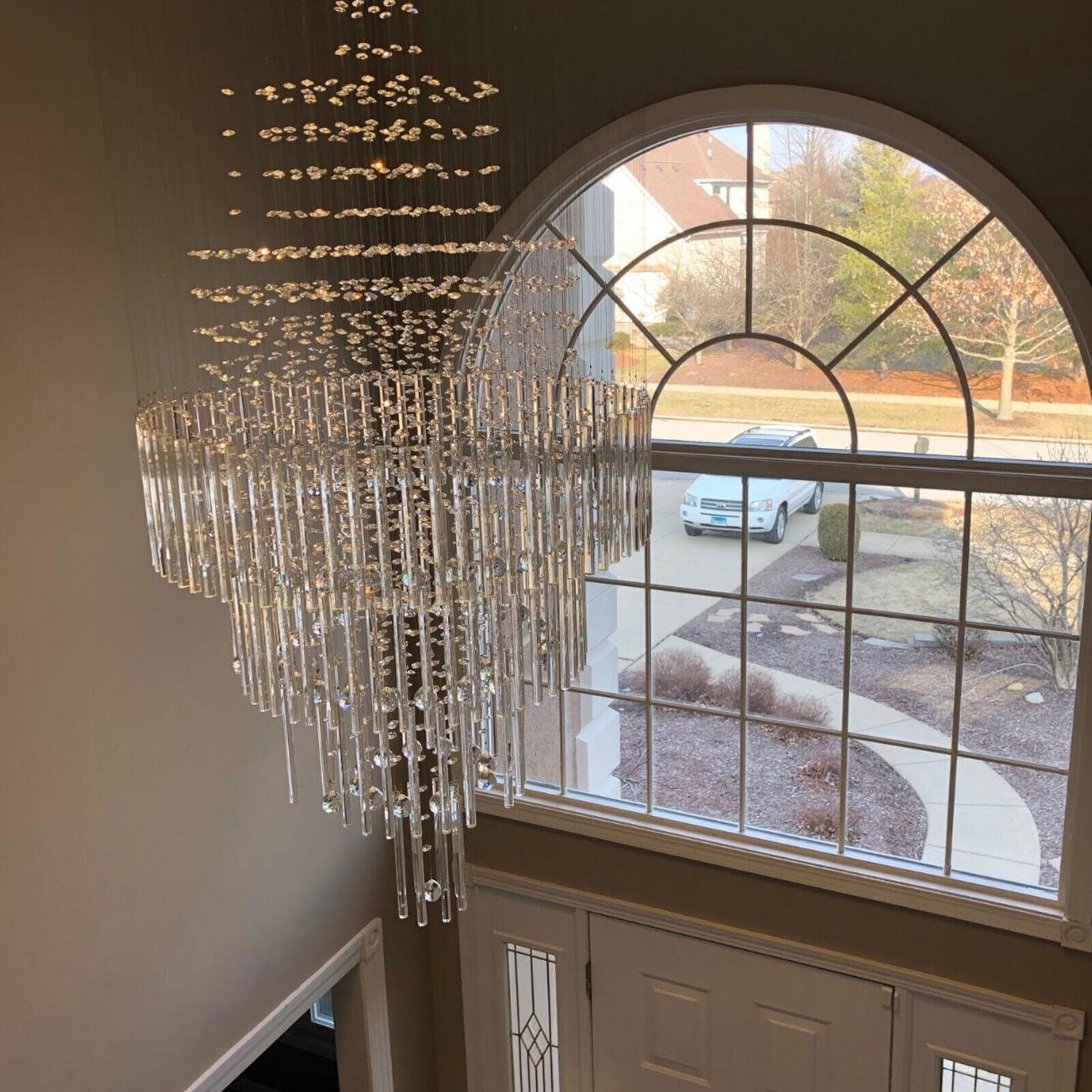 Modern Large Luxury Crystal Chandelier Lighting 18-Lights Raindrop Ceiling Light Luxury Chandelier Light Rain Drop Crystal Pendant Fixture Foyer Flush Mount Lamp