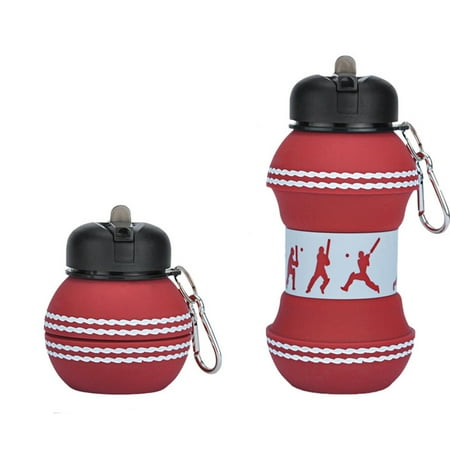 

YFan 550ml Water Bottle Folding Large Capacity Wide Caliber Tennis Ball Shape Kids Silicone Sport Bottle for Camping