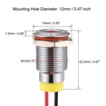 thumbnail image 2 of Unique Bargains Indicateur de Signal AC/DC 110V 12mm Coque en Métal Rouge à LED, 2 of 4
