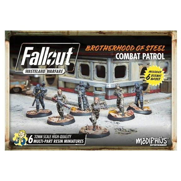 Fallout Wasteland Warfare: Brotherhood of Steel - Combat Patrol - 6 Miniature, Unpainted, 32mm High-Quality Figure, RPG