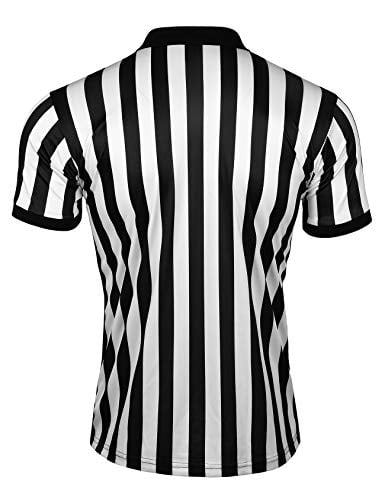 FitsT4 Mens Black & White Stripe Referee Jersey Shirts/Ref Uniform/Pro Referee Cap and Stainless Steel Whistle with Lanyard for Basketball Football Soccer 