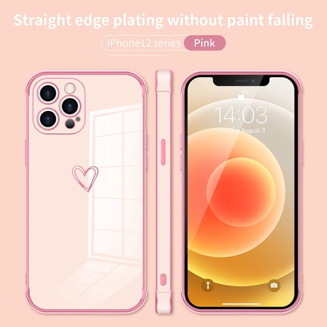Carcasa De Lujo Para Iphone 13 12 11 Pro Max Mini Promax Love Heart Cases Square Plating Case 13Pro 12Pro Protector De Lente De Cámara Cubierta Trasera