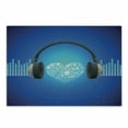 thumbnail image 1 of Music Cutting Board, Headphones Earphones Heart Shape Disk on Circular Geometrical Background, Decorative Tempered Glass Cutting and Serving Board, Small Size, Royal Blue and Grey, by Ambesonne, 1 of 1