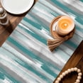 thumbnail image 3 of Blue Gray Stripes Table Runner - 36 Inch Long Watercolor Modern Abstract Minimalist Cotton and Linen Blended Dress Scarves Farmhouse Table Runner for Kitchen Dining, Coffee Table, 13" x 36", 3 of 8