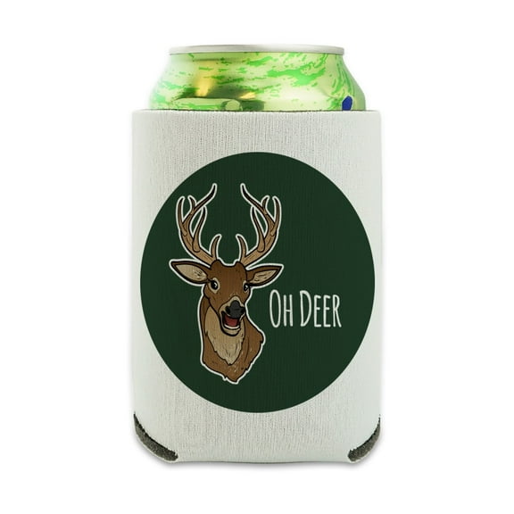Oh Deer Dear Funny Can Cooler - Drink Sleeve Hugger Collapsible Insulator - Beverage Insulated Holder