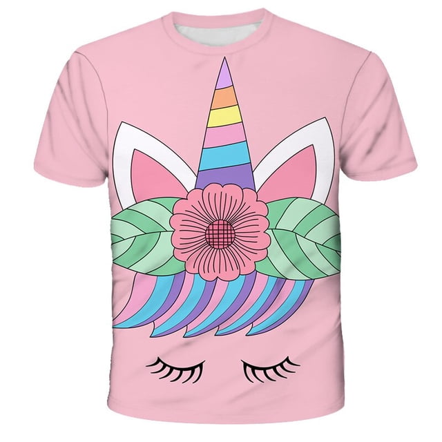 Niños pony Camiseta Verano 3D Impreso Dibujos animados Unicornio Camiseta Niños Divertido Harajuku Moda Top Boys amp; Camiseta super linda para niñas 11T Gao Jinjia LED