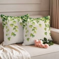 thumbnail image 2 of Country Leaf Pillow Covers 2 Pack Watercolor Green Eucalyptus Leaves Linen Texture Pillowcase Waterproof Outdoor Throw Pillow Cover for Patio Garden Square Cushion 24”x24”, 2 of 9