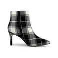 thumbnail image 3 of BLISSFUL STEP Women's Ankle Boots Plaid Stiletto Heel Pointy Toe Side Zipper Dress Boots Black White 9, 3 of 7