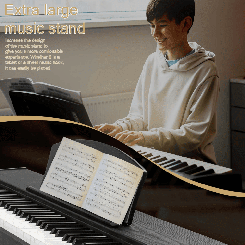 Tcbosik 88 Key Full Weighted Keyboard with Metal Stand and Headphone, Digital Piano with Triple Pedals and Power Adapter for Beginners to Professionals, Black