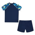 thumbnail image 4 of YONGHS Kids Boys Two Pieces Pool Beach Swimsuit Athletic Water Sports Swimwear Bathing Suit Navy Blue& Yellow 9-10, 4 of 7