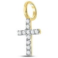 thumbnail image 2 of 14kt Yellow Gold Womens Round Diamond Dainty Cross Pendant 1/10 Cttw, 2 of 2