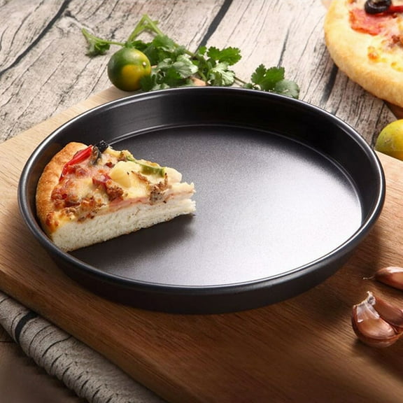 Uanit Pizza Pan Premium Non-Stick Bakeware Round Deep Dish Carbon Steel Pizza Tray Cake Pan Perfect Results Kitchen Tools for Homemade Pizza 7 inch Black