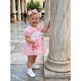 thumbnail image 3 of BemeyourBBs Newborn Baby Girl Little Sister Dress Outfit Summer Clothes Plaid Bow Embroidered Short Sleeve Doll Collar Romper Dress and Headband 2 Piece Set, 3 of 9