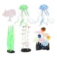thumbnail image 1 of 6 uds. Decoraciones brillantes para peceras, simulación de silicona, algas, loto plateado, hoja de loto, plumas, adornos de medusas de Coral, 1 of 12