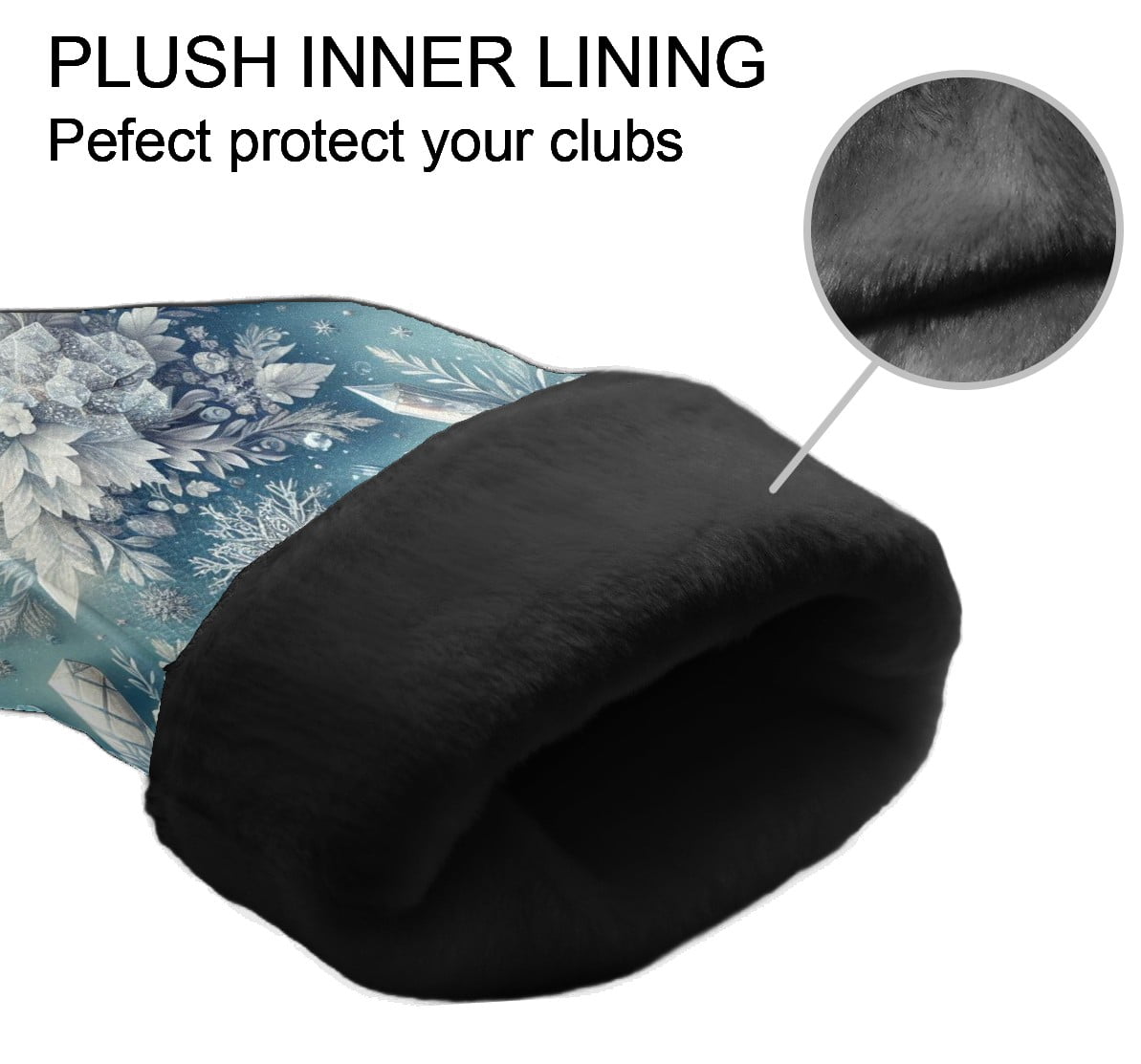 Golf Club Covers, Light Blue Snowflakes Premium PU Leather Driver Hybrid Putter Head Covers with Velvet Lining, Waterproof Golf Gifts for Men Women