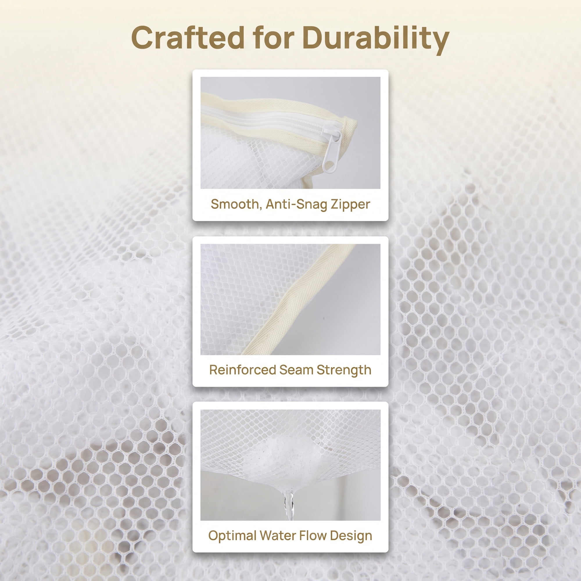 Unique Bargains 2Pcs Polyester Mesh Laundry Bags with Zipper Closure White