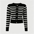 thumbnail image 5 of Maqroz Striped Cardigan for Women Long Sleeve Crew Neck Button Down Sweater Cardigans Fall Winter Fashion Casual Cropped Thin Outerwear, 5 of 5