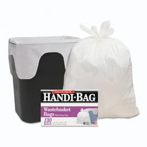Handi Bag Super Value Pack 8gal .55mil 21 1/2 x 24 White 130/Box Trash Bags
