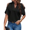 thumbnail image 1 of Blusas frías HyboMluo, por favor, apoya las originales, nuevas, informales, a la moda, a la moda, 2024, con hombros descubiertos para mujer, camisas holgadas con cuello en V (negras, L), 1 of 6