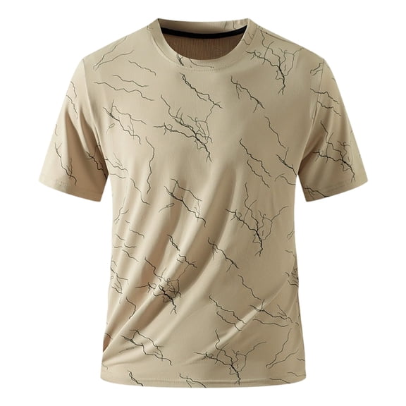 KIHOUT Men's Lightning Print Quick-Dry Short Sleeve T-Shirt, Athletic Stretch Crew Neck Tee for Sports & Casual Wear
