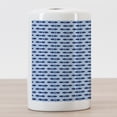 thumbnail image 3 of Fish Ceramic Toothbrush Holder, Silhouettes of Subaquatic Animals with Fins on Abstract Geometric Background, Decorative Versatile Countertop for Bathroom, 4.5" X 2.7", Pale Blue Navy Blue, 3 of 4