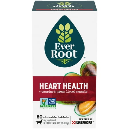 UPC: 0038100189561 | EverRoot Heart Health Chewable Tablets With Taurine and Green Lipped Mussels Dog Supplement By Purina 4.02 oz. Canister