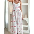 thumbnail image 4 of Womens 2025 Summer Maxi Dress Sleeveless Floral Smocked Boho Beach Long Dress Red L, 4 of 8