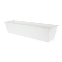 The HC Companies 30 Inch Eclipse Window Flower Box with Removable Saucer, White