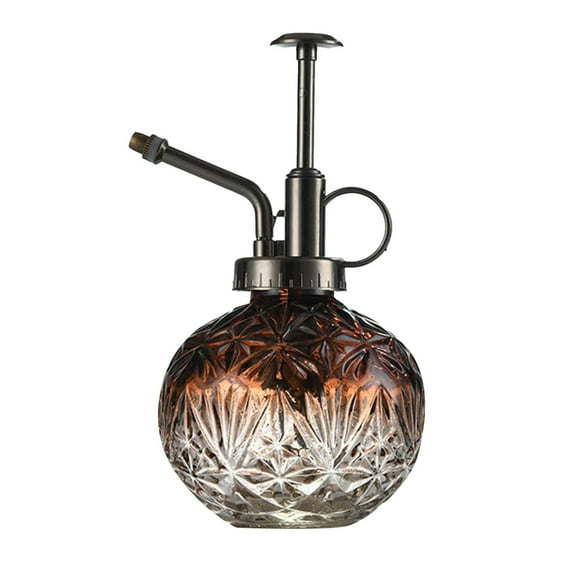 Vintage Glass Mister Spray Bottle, 6.3 Inch Succulent Watering Can with Bronze Pump, Indoor Spritzer for Home Decor, Gardening, and Small Care