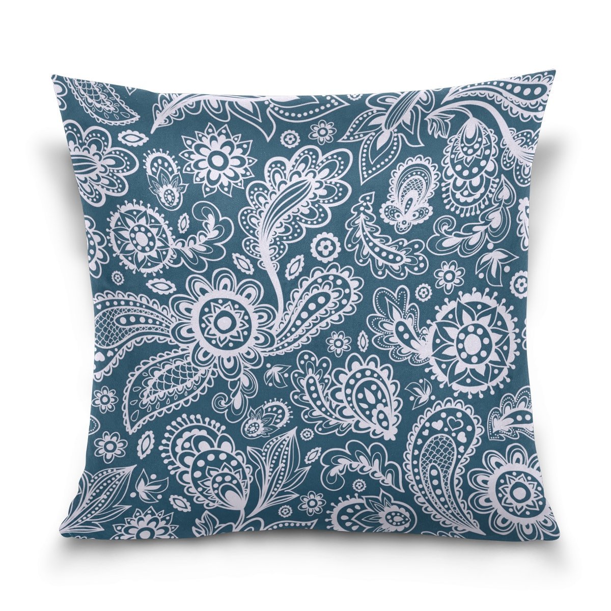 POPCreation Blue Paisley Throw Pillow Case Vintage Cushion Cover 20x20